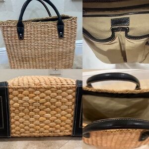 Ann Taylor Woven Cornhusk Tote